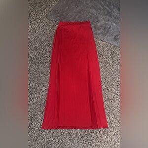 Boohoo Vibrant Red High Double Split Maxi Skirt
